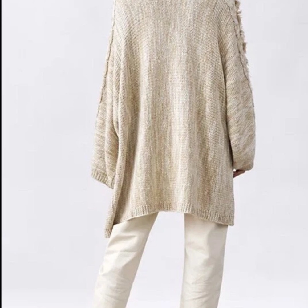 Anthropologie Textured Knit Cardigan in Natural Beige - Picture 3 of 10